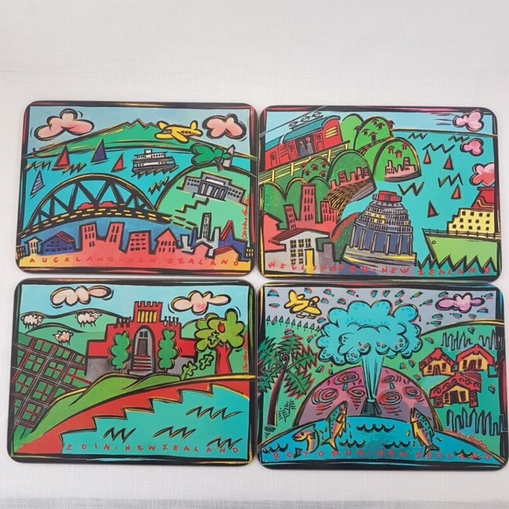 New Zealand Placemats, 8 x 11 inch Cork Back Acrylic Front, Set of 4